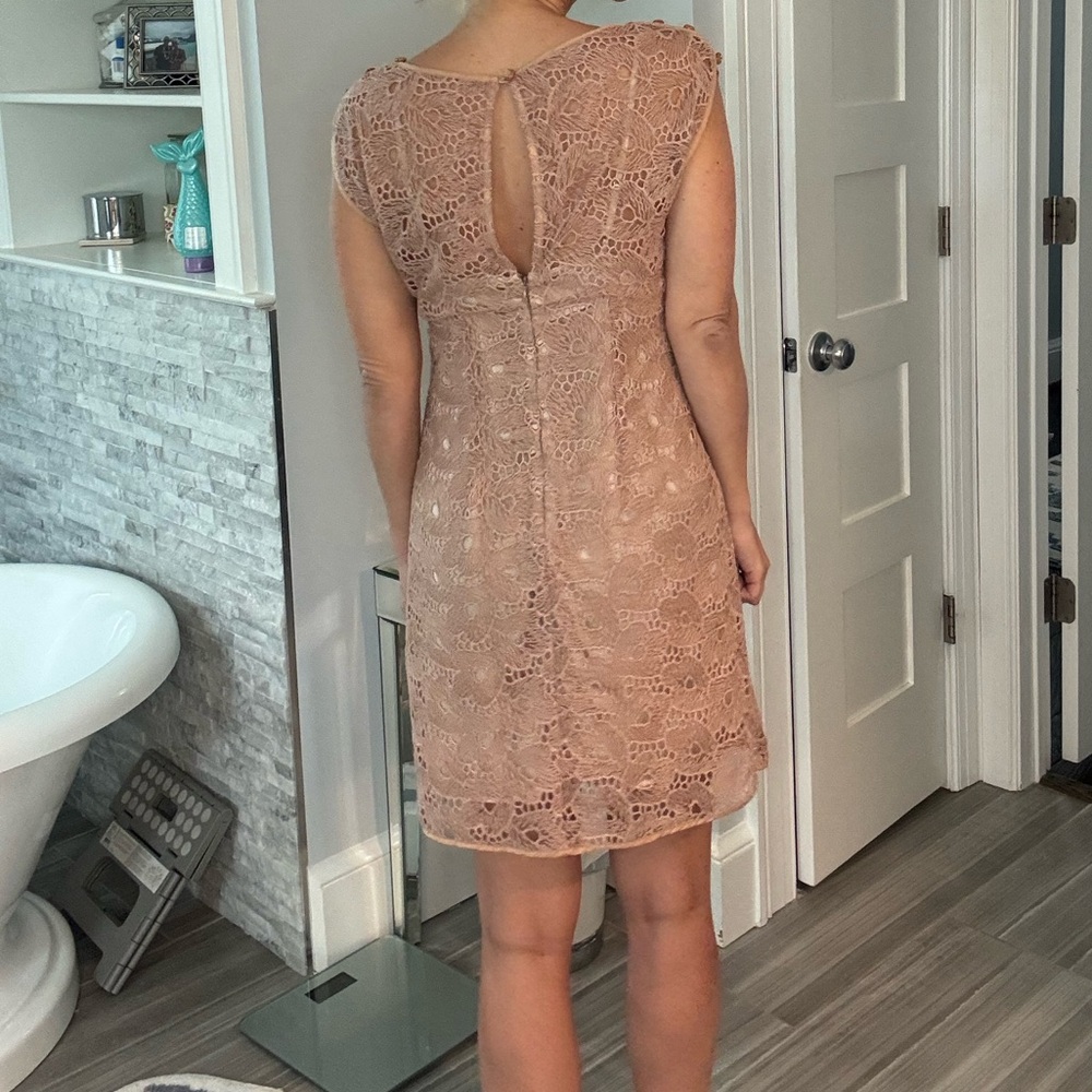 Tracey Reese Elegant Nude Lace Dress - Picture 2 of 11